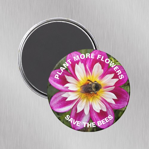 Save the Bees Pink Dahlia Floral Magnet