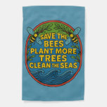 Save the Bees Plant More Trees Clean the Seas      Garden Flag