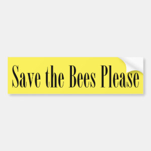 Save the Bees Please Yellow Bumper Sticker I