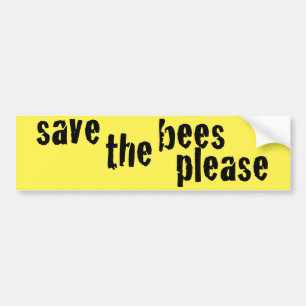 Save the Bees Please Yellow Bumper Sticker II