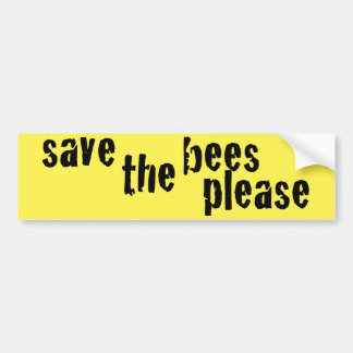 Save the Bees Please Yellow Bumper Sticker II