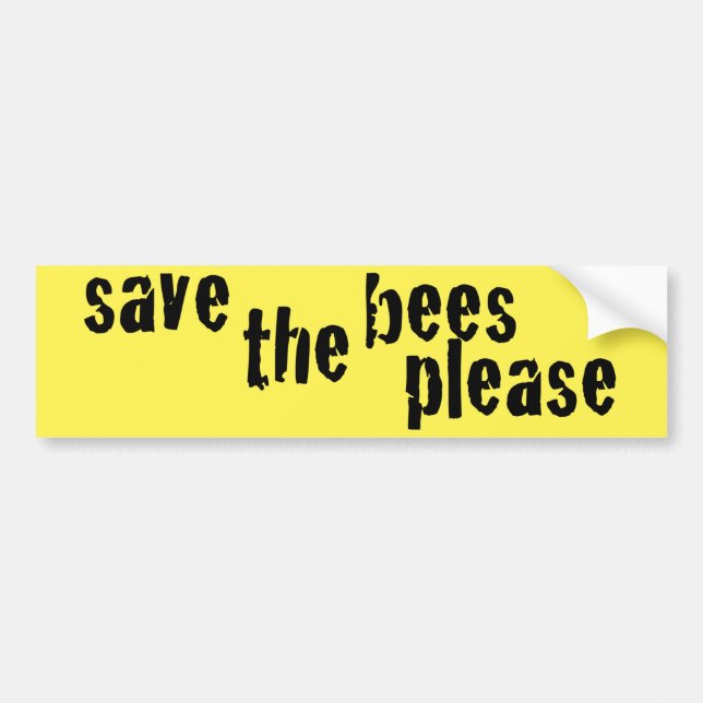 Save the Bees Please Yellow Bumper Sticker II (Front)