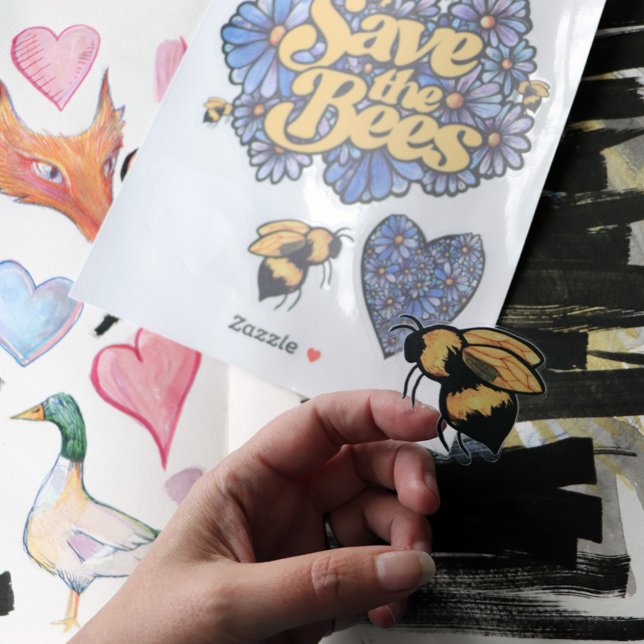 Save the Bees purple Daisy Flower Art Bee Love     Sticker (Creator Uploaded)