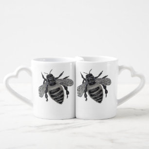 Save the Bees: Realistic Hand-Drawn Honey Bee Art Coffee Mug Set