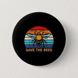Save The Bees Retro Vintage Climate Change Earth D Button