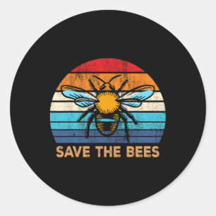 Save The Bees Retro Vintage Climate Change Earth D Classic Round Sticker