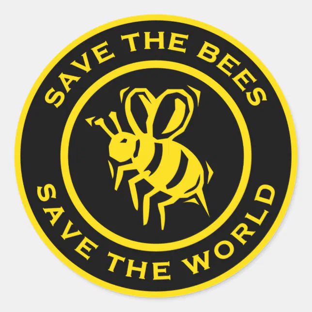 Save The Bees Save The World Classic Round Sticker Zazzle save-the-bees-save-the-world-classic-round-sticker-zazzle