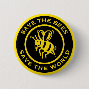 Save The Bees Save The World Pinback Button