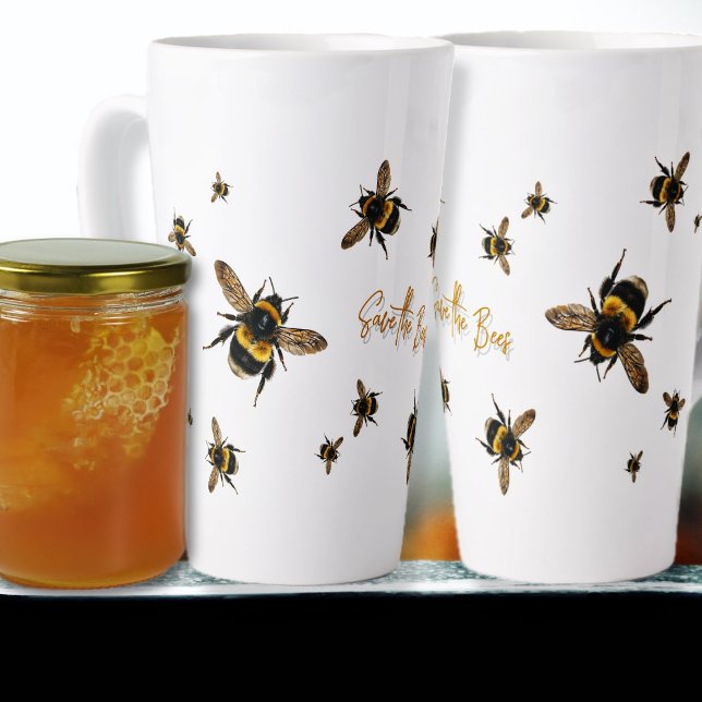 Save the Bees Tall Custom Latte Mug (Creator Uploaded)