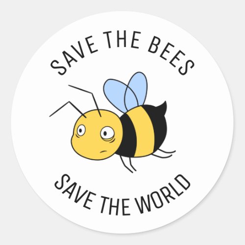 Save the Bees Tired Worker Bee Classic Round Sticker