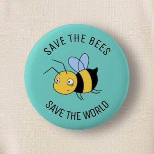 Save the Bees, Tired Worker Bee on Green Button