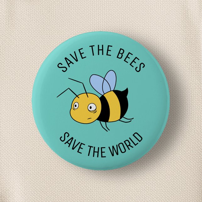 Save the Bees, Tired Worker Bee on Green Button (Creator Uploaded)