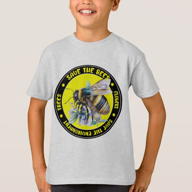 Save the Bees Trees Flowers and the Environment T-Shirt (Front)