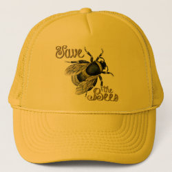 Save the Bees Vintage Fuzzy Bumble Bee Beekeeper Trucker Hat