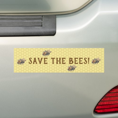 Save the Bees   Vintage Honeybee  Honeycomb Bumper Sticker