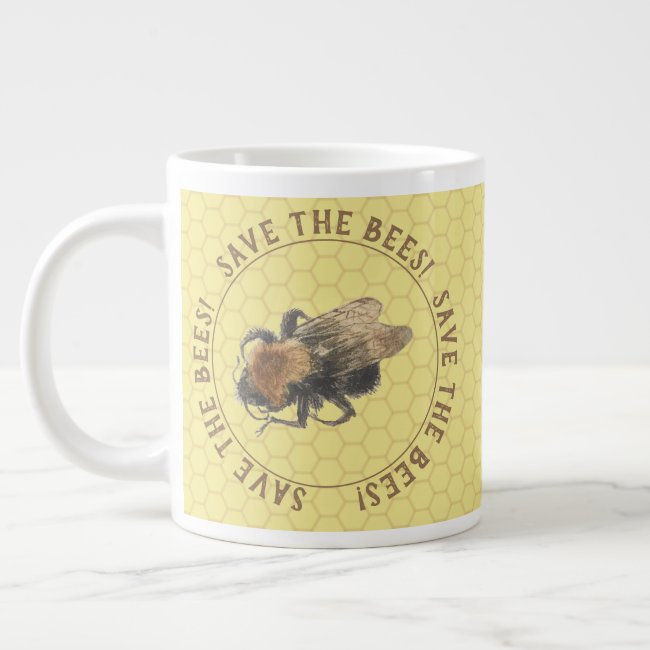 Save the Bees | Vintage Honeybee & Honeycomb