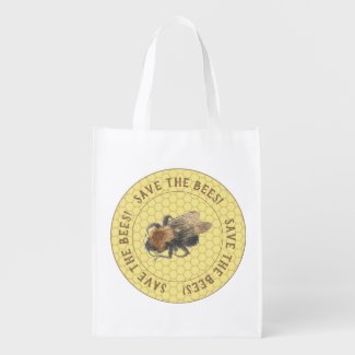 Save the Bees |  Vintage Honeybee & Honeycomb Grocery Bag