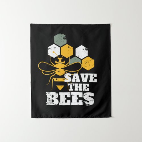 Save the Bees Vintage Retro Honey Beekeeper Tapestry