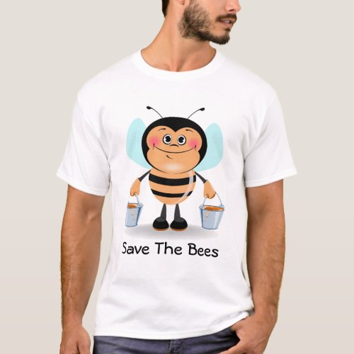 Save The Bees with a Cute Cartoon Bumble Bee Image T_Shirt