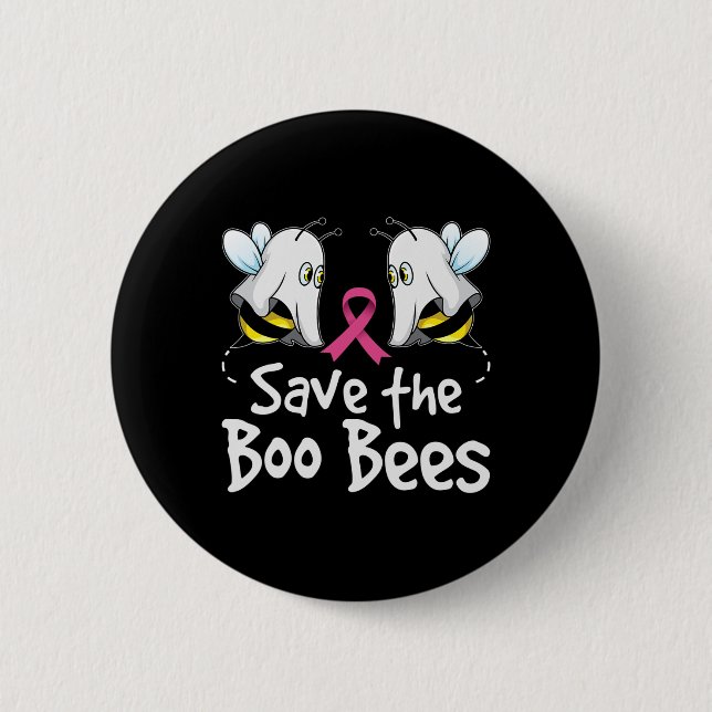 Save The Boo Bees Breast Cancer Awareness Hallowee Button (Front)
