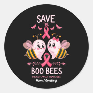 Save The Boo Bees Breast Cancer Women Halloween Classic Round Sticker