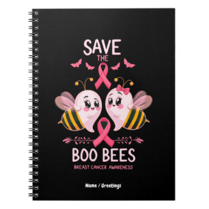 Save The Boo Bees Breast Cancer Women Halloween Notebook