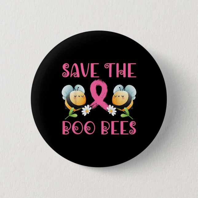 Save The Boo Bees Breast Warrior Survivor Cancer A Button (Front)
