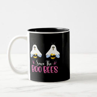Save The Boobees Boo Bees Breast Cancer Halloween  Two-Tone Coffee Mug