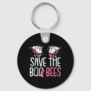 Save The Breast Cancer Awareness Boo Bees Hallowee Keychain