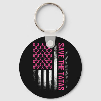 Save The Breast Cancer Awareness Usa Flag Pink Keychain