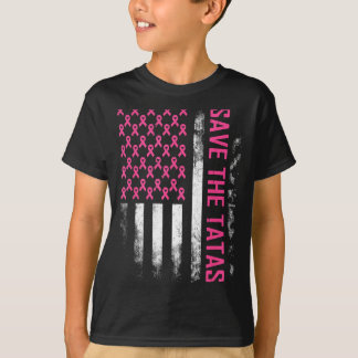 Save The Breast Cancer Awareness Usa Flag Pink T-Shirt