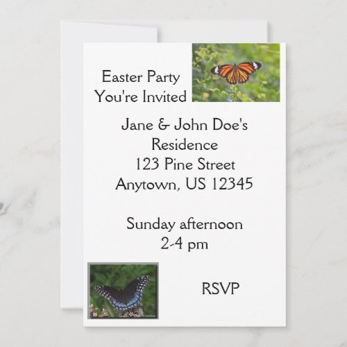 Save the Butterflies Easter Party Invitation