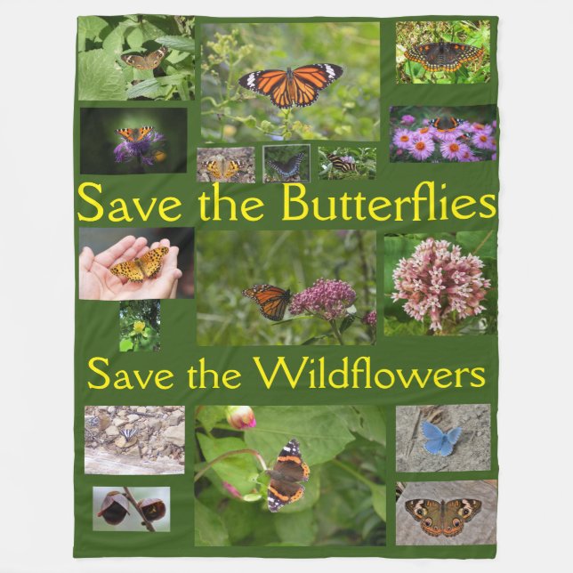 Save the Butterflies Photo Collage Blanket (Front)