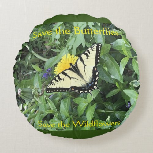 Save the Butterflies Round Pillow Tiger Poplar