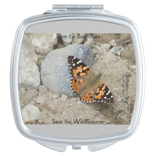 Save the Butterflies Square Compact Mirror