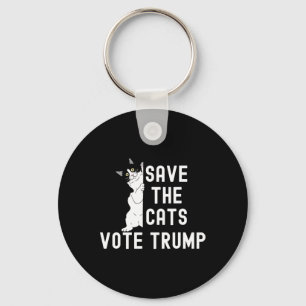 Save The Cats Vote Trump Funny Political Cat Humor Keychain