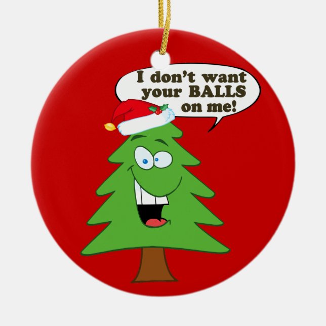 Save The Christmas Trees! Ceramic Ornament (Front)