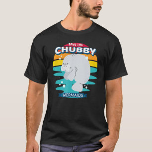 Save The Chubby Mermaid Retro Vintage Manatee T-Shirt