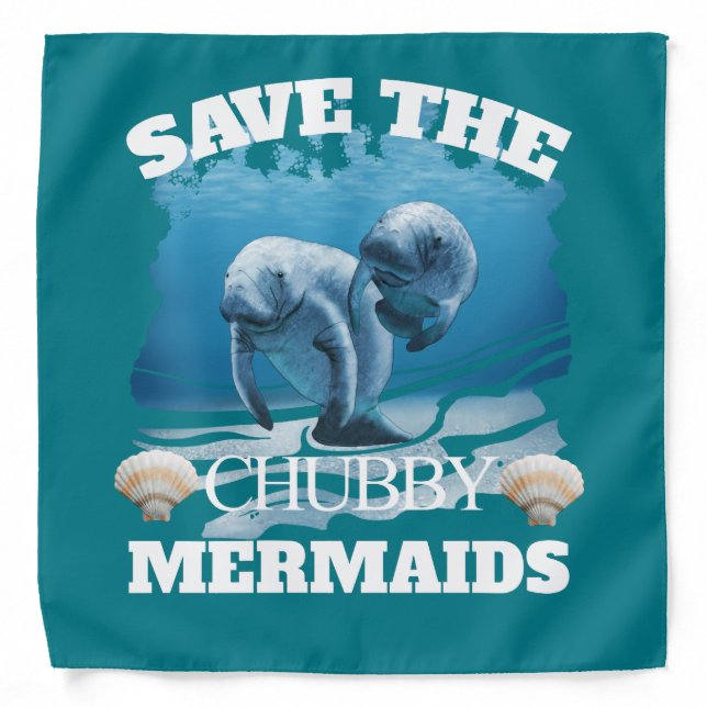 Save The Chubby Mermaids Manatees Bandana (Front)