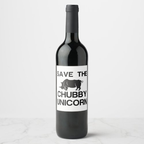 SAVE THE CHUBBY UNICORN RHINO WINE LABEL