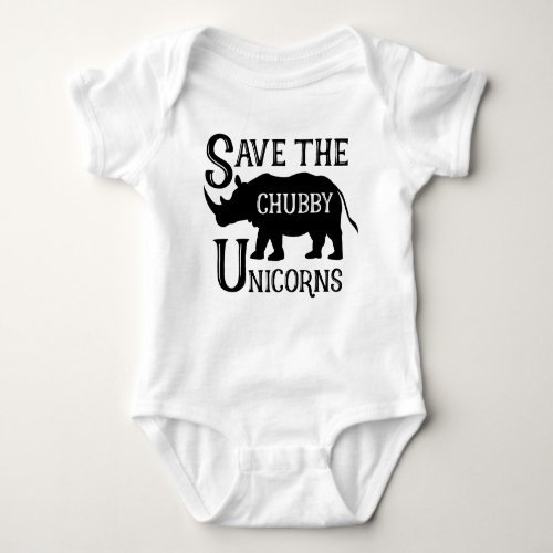 Save the Chubby Unicorn Wildlife Conservation Baby Bodysuit