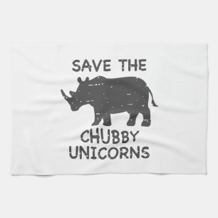 Save the chubby unicorns - Choose background color Kitchen Towel