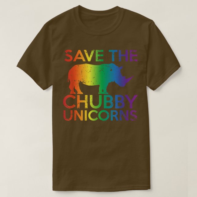 Save The Chubby Unicorns  Rainbow Rhinos  T-Shirt (Design Front)