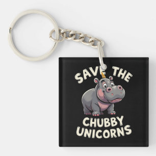 Save The Chubby Unicorns Rhino Animal Rights Keychain