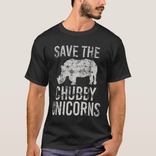 SAVE THE CHUBBY UNICORNS Rhino Men Women Vintage G T_Shirt