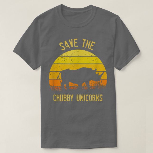 Save The Chubby Unicorns Rhino Sunset  T-Shirt (Design Front)