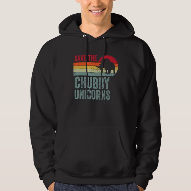 Save The Chubby Unicorns Rhinoceros Animal Rights Hoodie (Front)