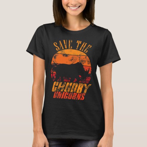Save The Chubby Unicorns Saying Vintage I Rhino 2 T_Shirt
