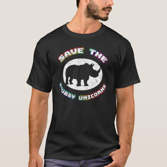 Save the Chubby Unicorns T-shirt - Funny Rhino Tee (Front)