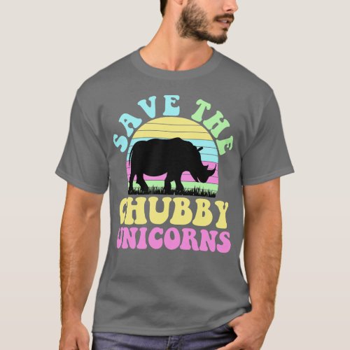 Save The Chubby Unicorns Vintage Funny Animal Righ T_Shirt